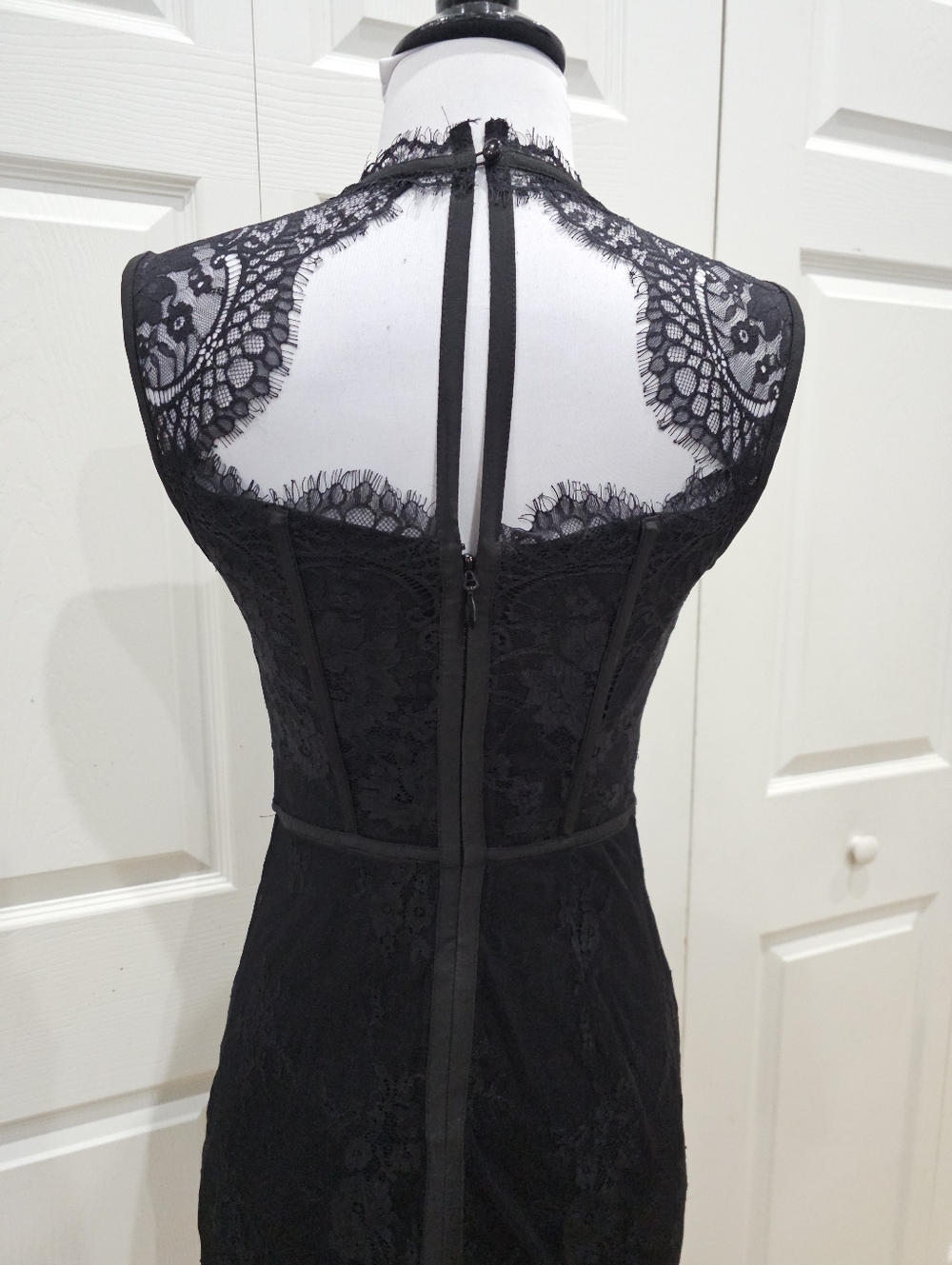 Vintage Y2K Goth Witchy Sexy Bebe Strappy Lace Corset Style Little Black Dress 2 - Picture 8 of 16